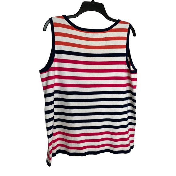Jones New York Pink, Blue and Navy Stripe Nautical Festive Modal Tank Size 1X - Picture 2 of 8